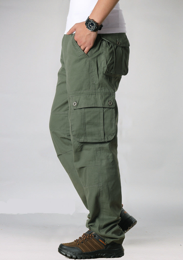 Herren Cargo-Hose Mehrfachtaschen Outdoor-Stil Beige