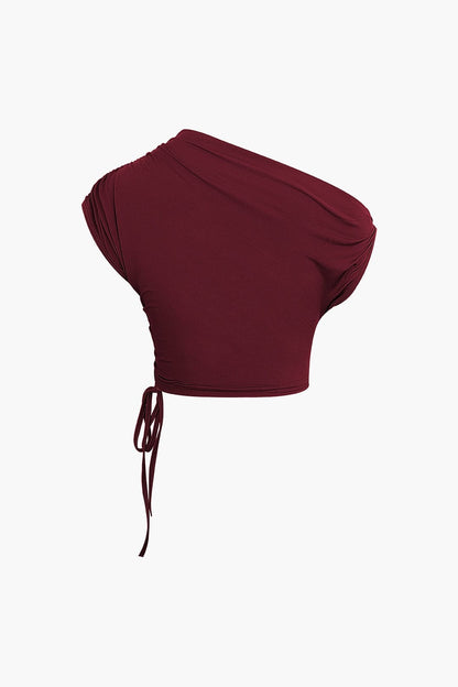 Asymmetrisches Damen Zweiteiler-Set mit One-Shoulder Crop- und