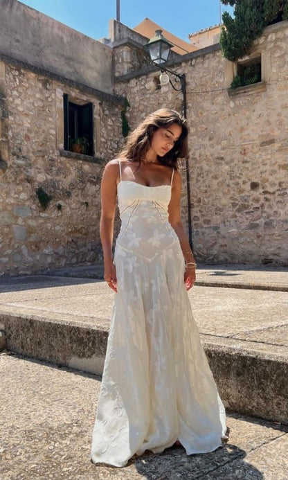 Weißes Damen Maxi-Sommerkleid Trendig - Norvielle