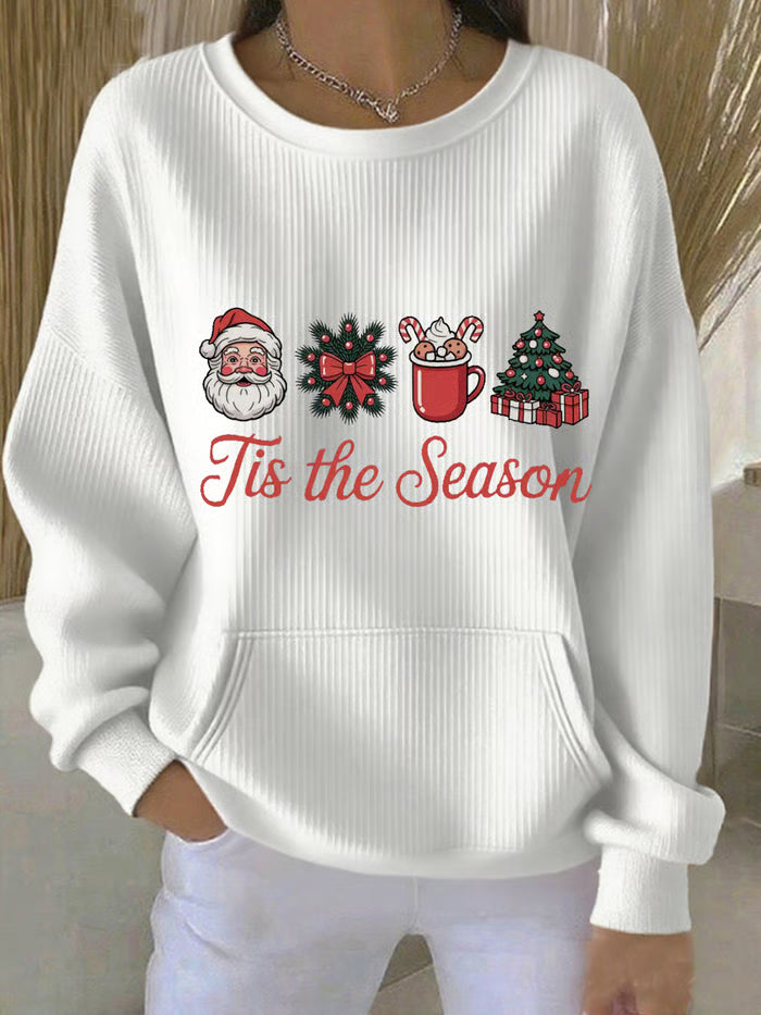 Weihnachtspulli Damen Weihnachtsbaumdruck Rot - Norvielle