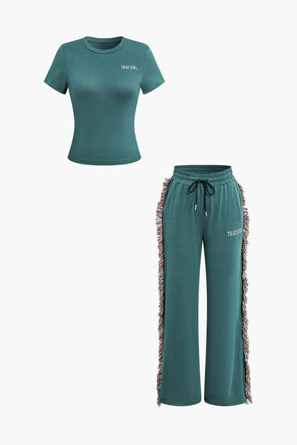 Damen Freizeit-Set mit Fransen-Details