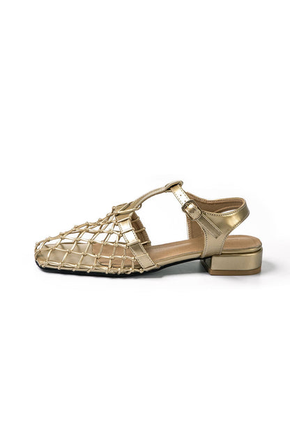 Damen Sandalen Gold Netzdesign