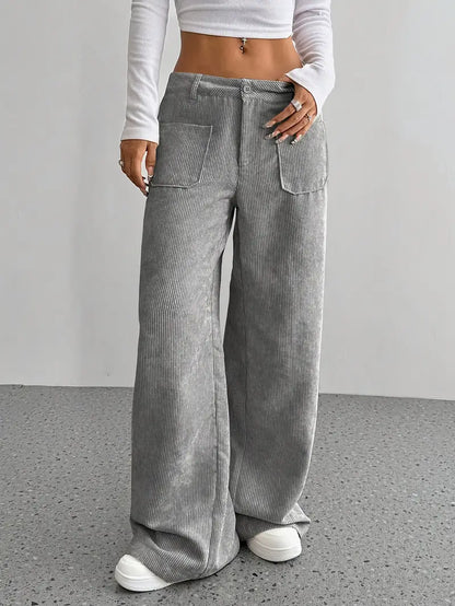 Damen Cordhose Baumwollmischung Weit