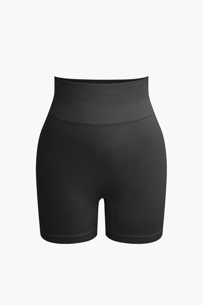 Damen Sport-Set Nahtlos Crop- Yoga-Shorts