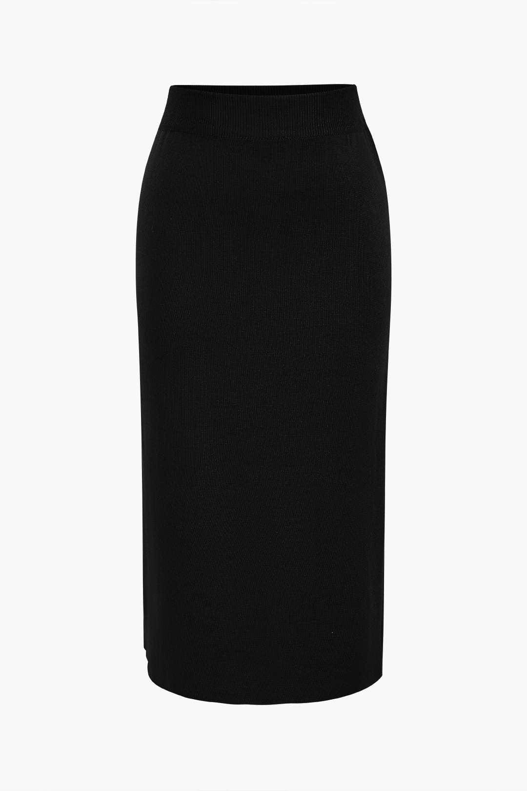 Damen Strick-Set Peplum- Bleistiftrock Elegantes Ensemble