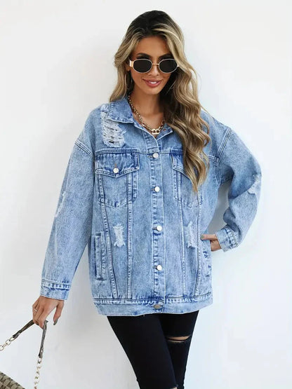 Norvielle Damen Übergröße Jeansjacke