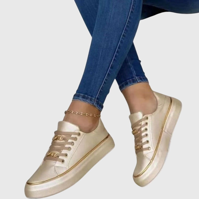 Damen Schnürsneaker Samt Lässig Beige