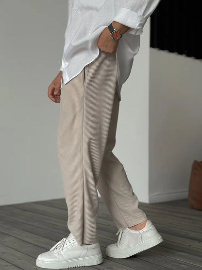 Herren Freizeithose Gerippt Bequem Grau