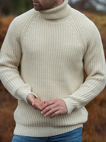 Herren Strickpullover Rollkragen Warm Beige