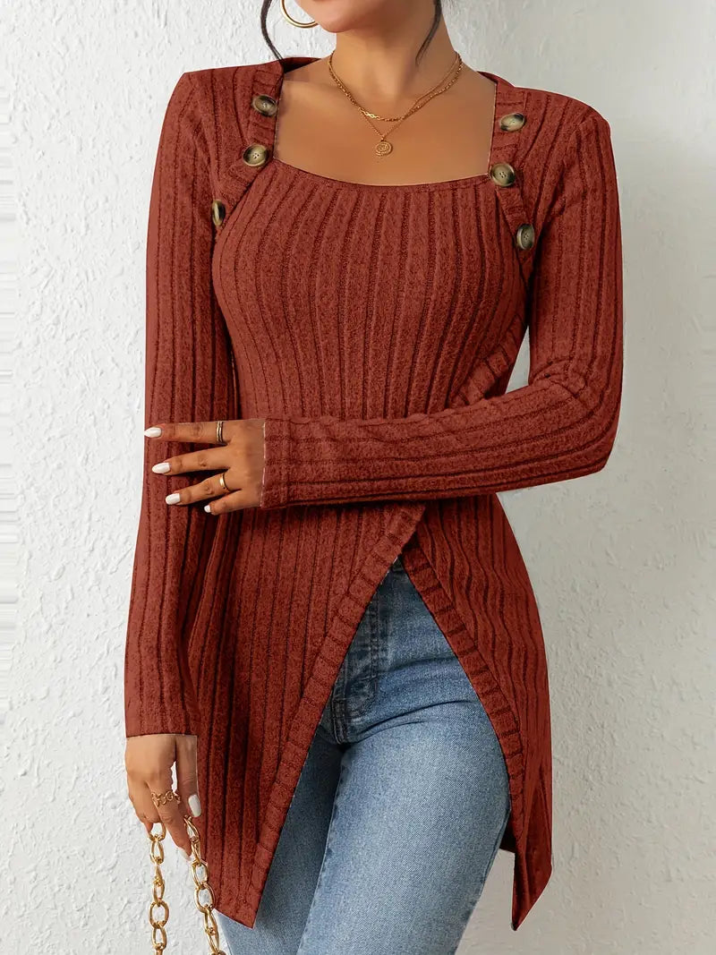 Norvielle Damen Gerippter Pullover