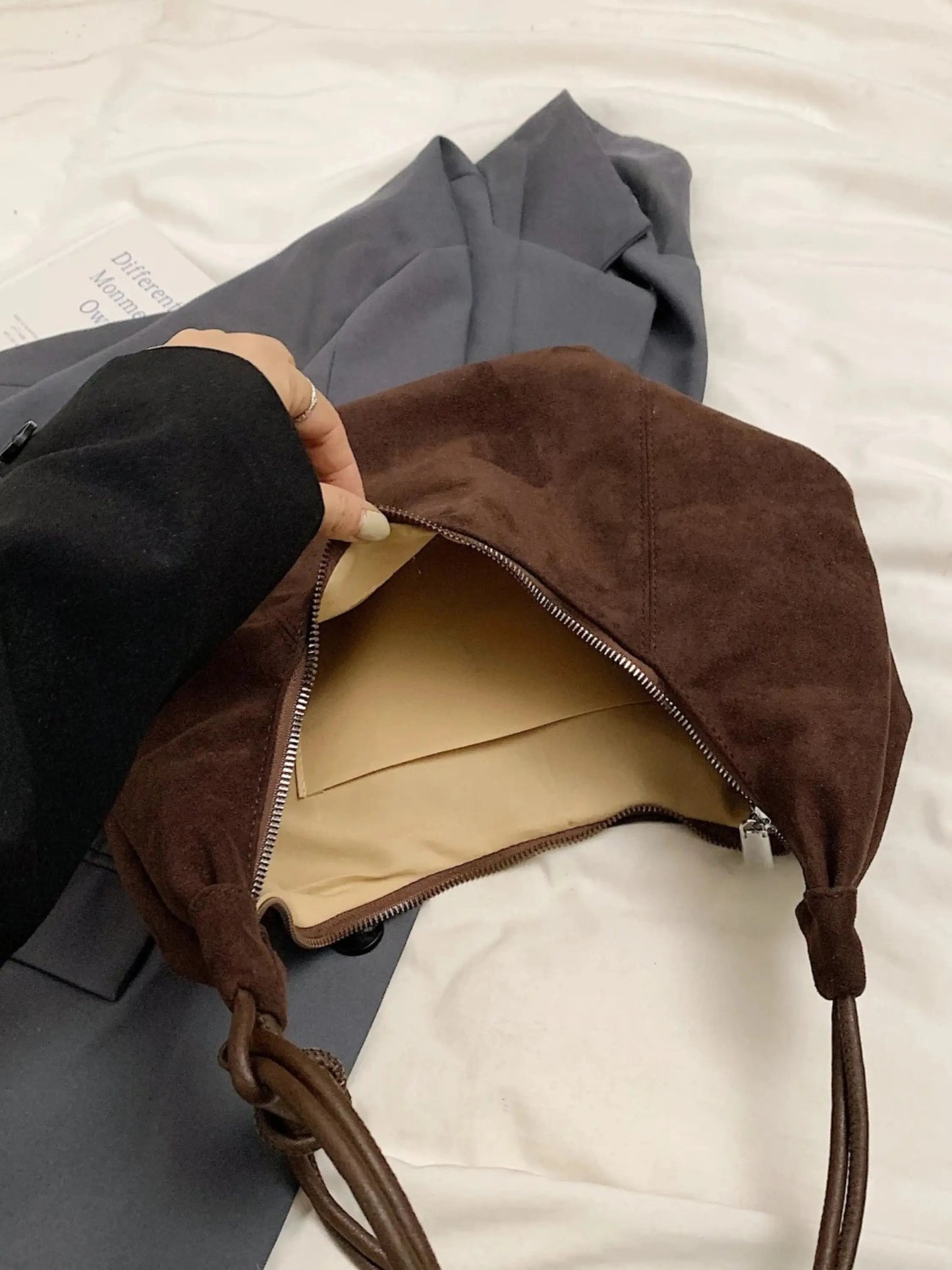 Amalia Damen Hobo Tasche Wildleder Boho Chic