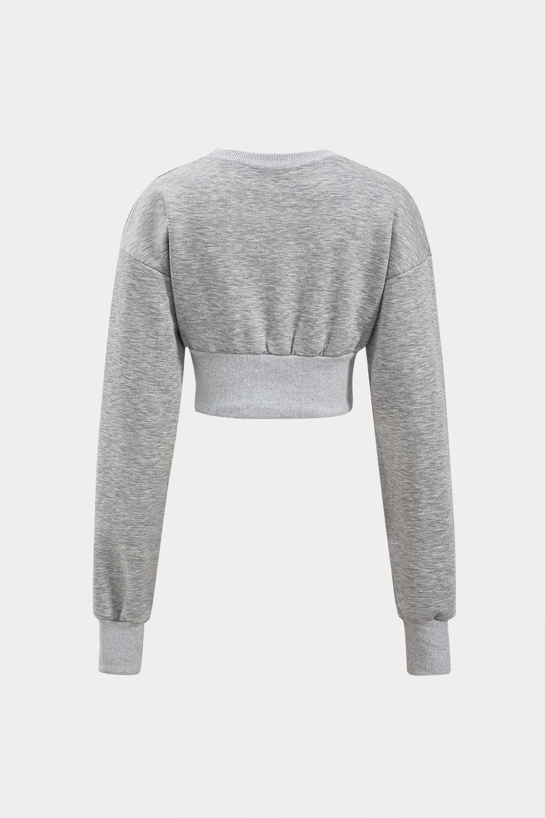 Damen Sweat-Zweiteiler-Set Cropped-Pullover Skaterrock Grau