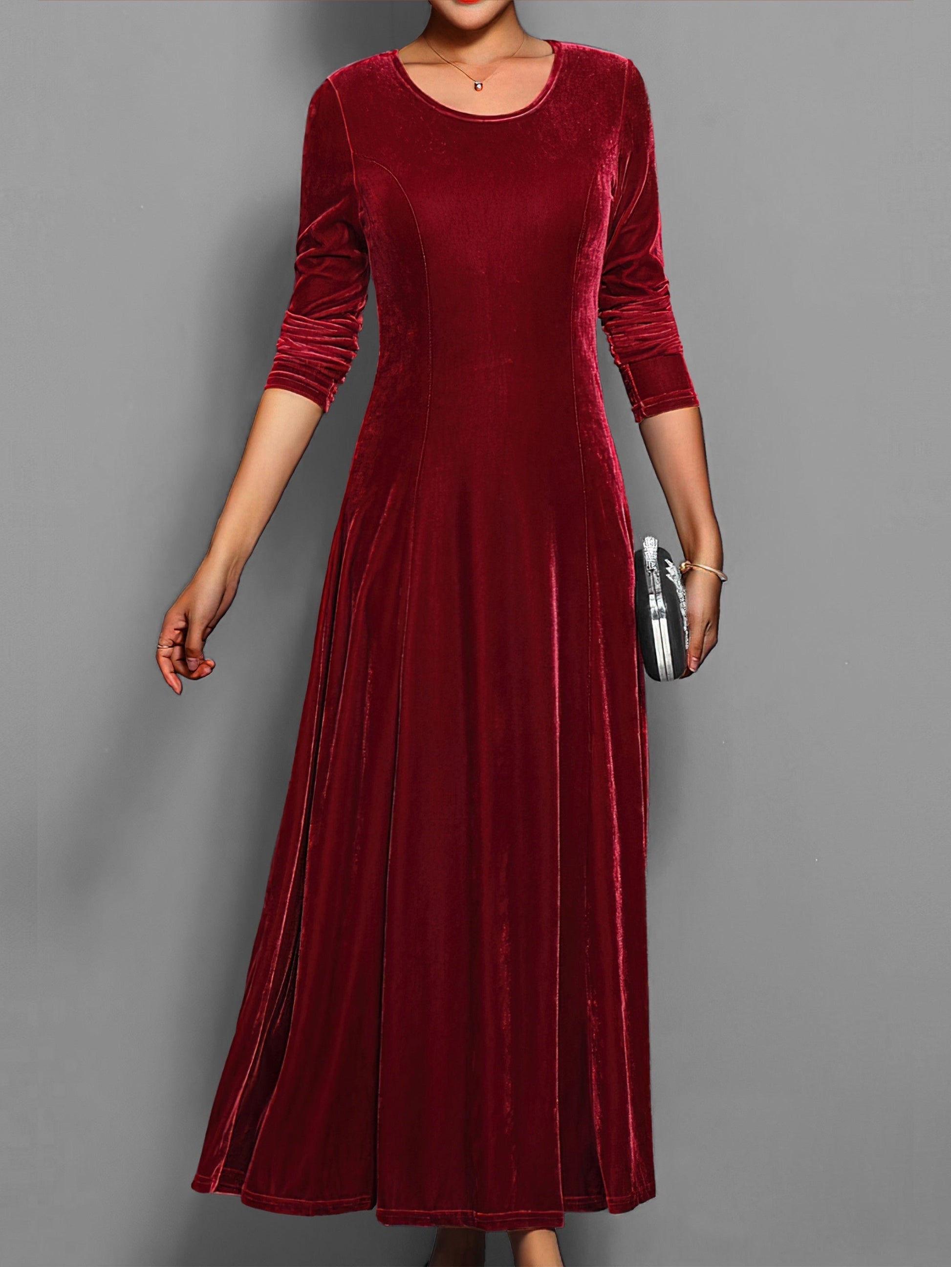 Damen Slim-Fit-Kleid Lang Voller Länge - Norvielle