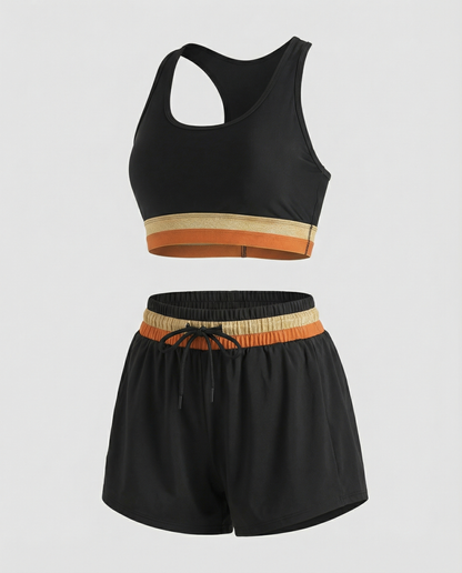 Norvielle Damen Sport Bikini-Set es Colorblock mit Boyshort
