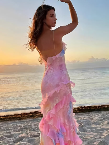 Damen Maxikleid Rückenfrei Elegant