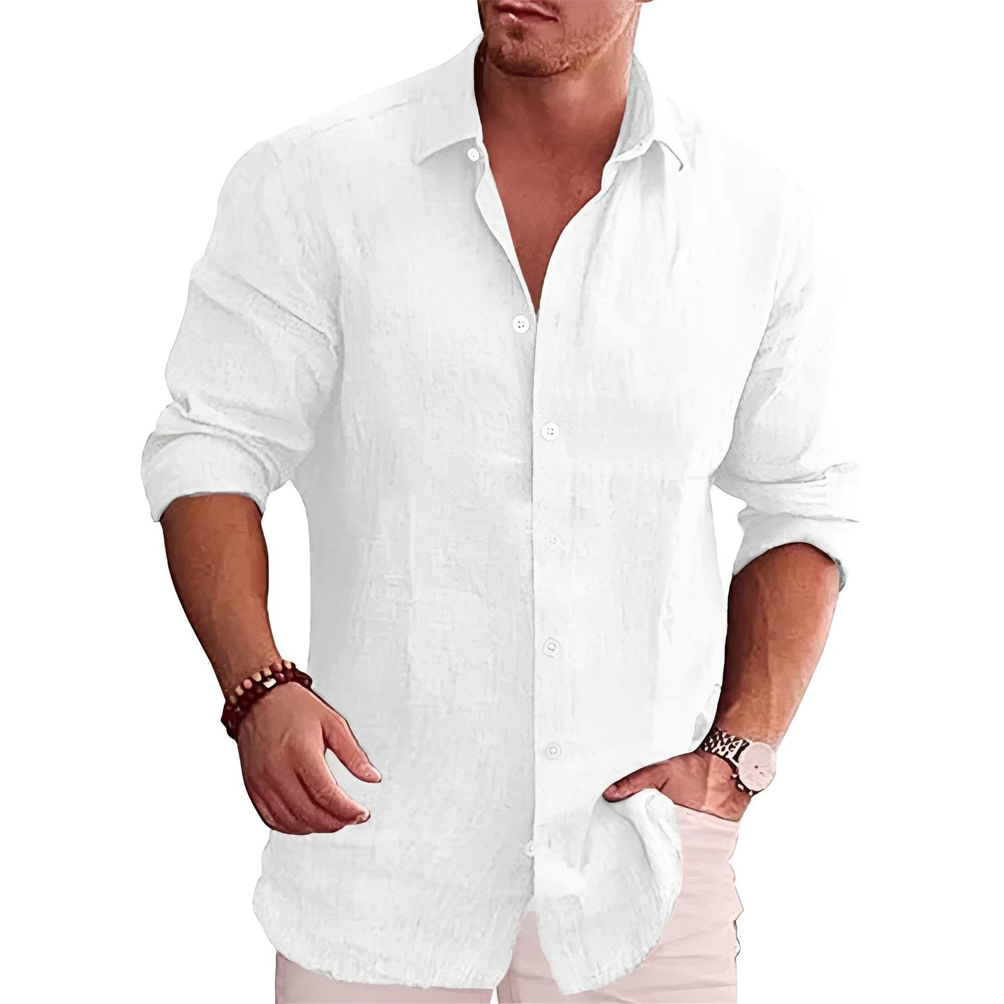 Herren Slim-Fit Hemd Langarm Baumwolle