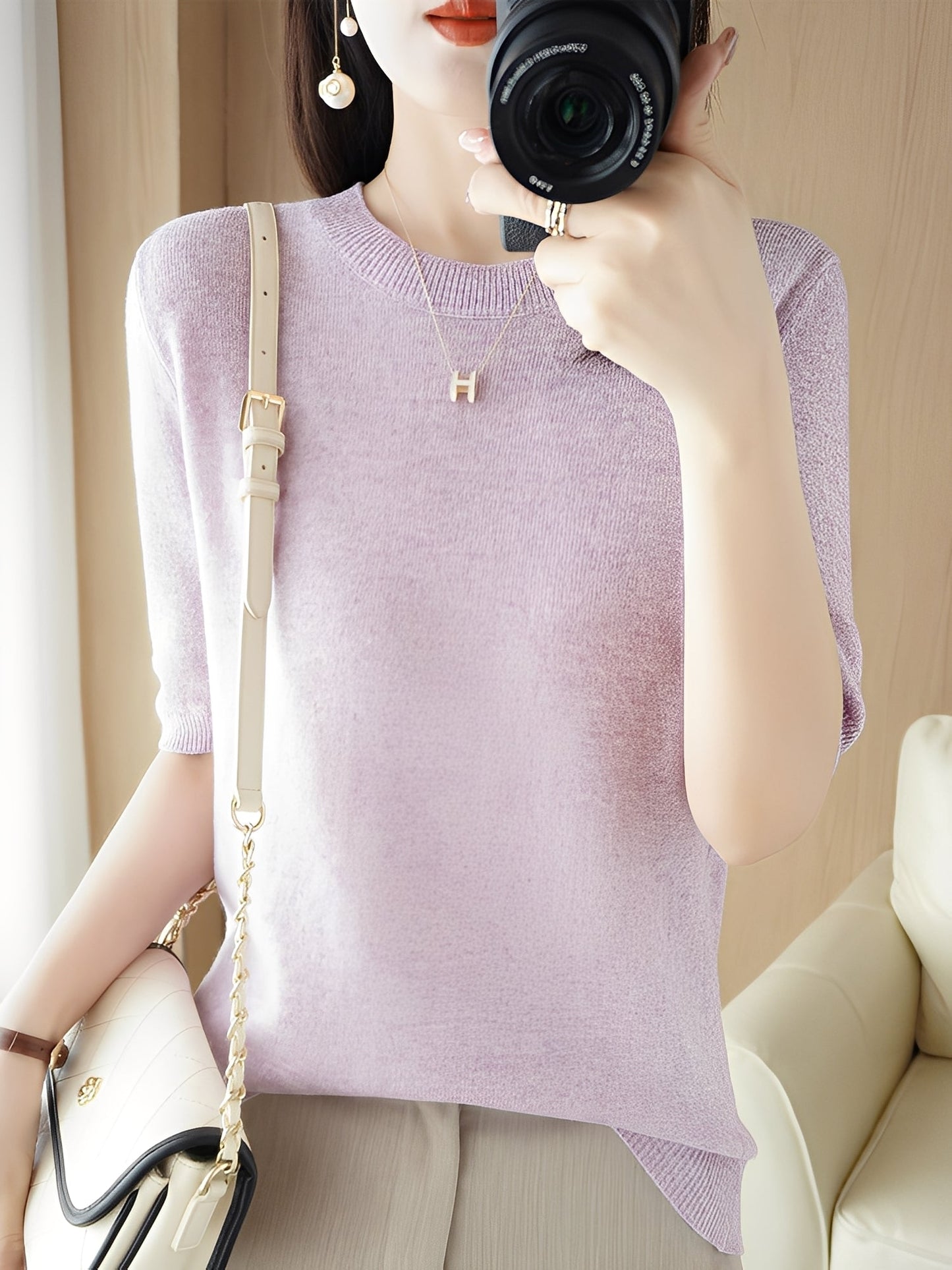 Damen Kurzarm-Pullover