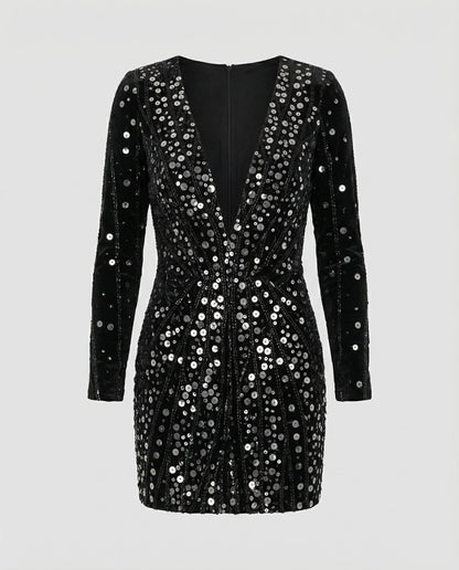 Norvielle Damen Paillettenkleid Gold
