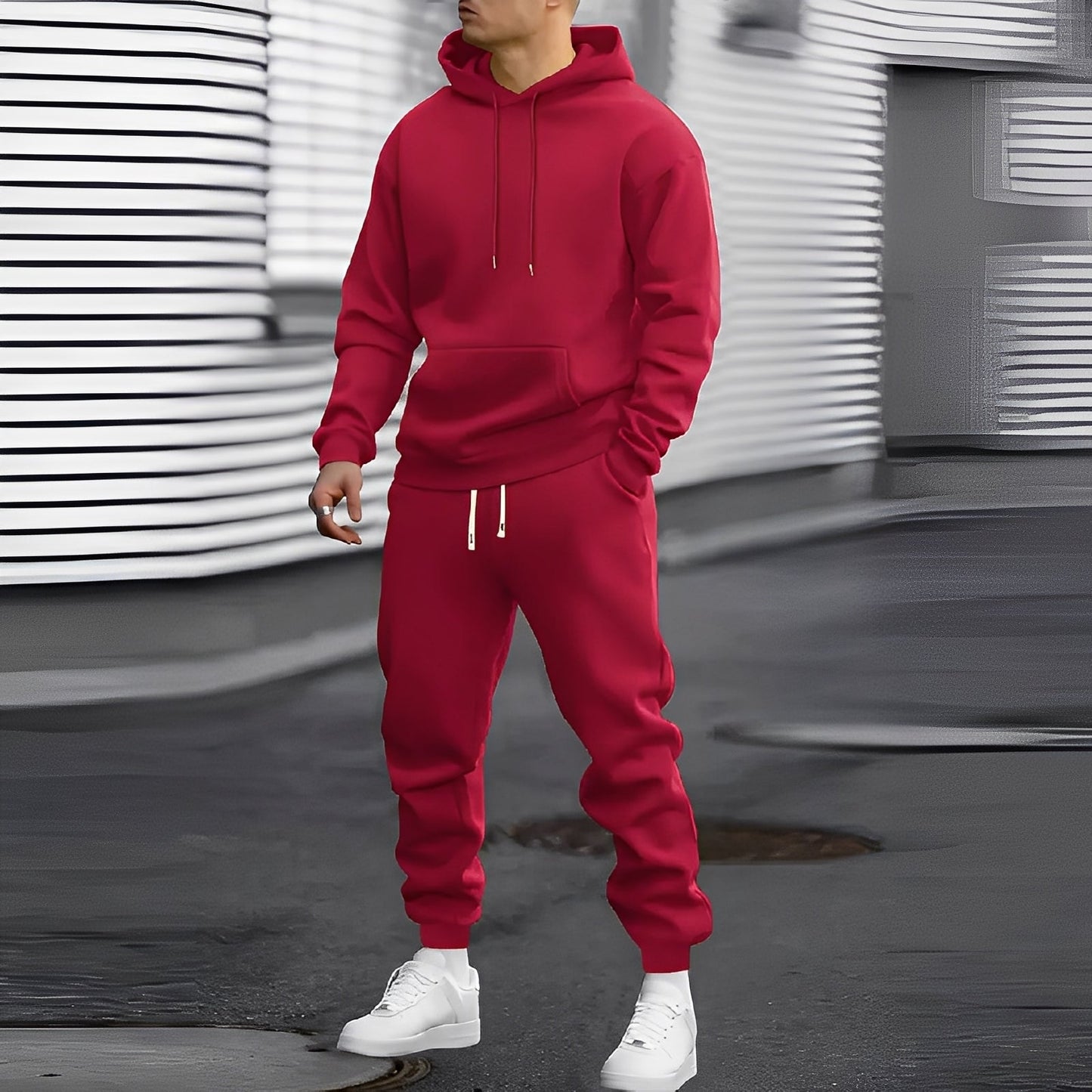 Herren Sportanzug Set mit Kapuze Bequem