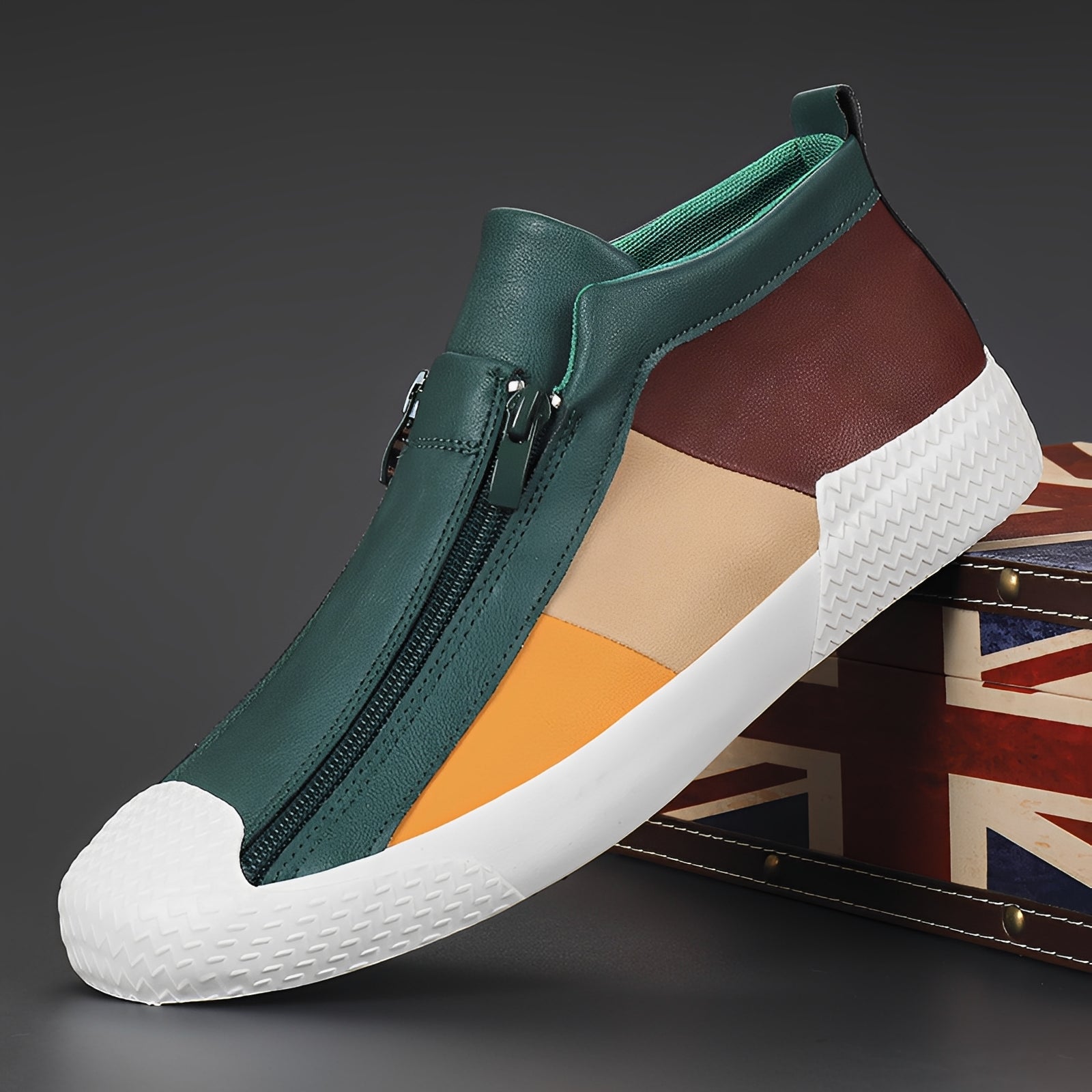 Herren Sneakers Colour-Blocking Schwarz Weiß - Norvielle