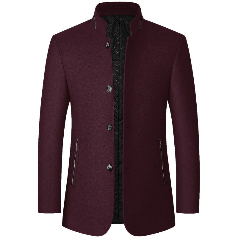 Herren Wollmantel Knöpfe Elegant