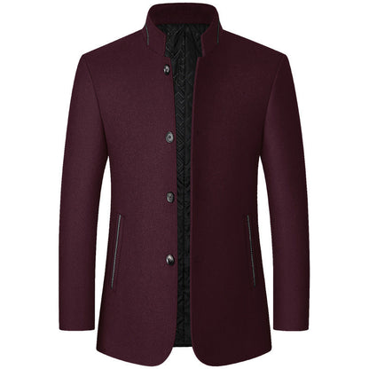 Herren Wollmantel Knöpfe Elegant