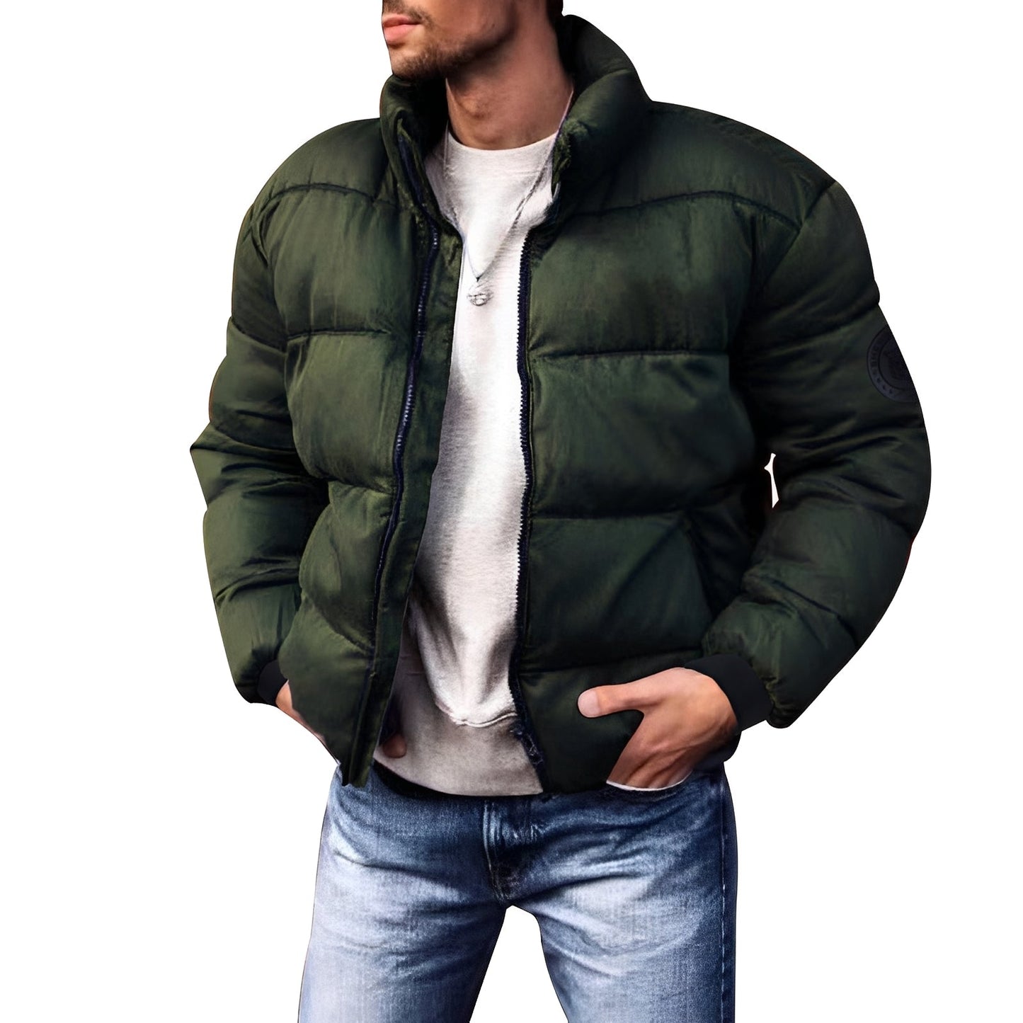 Herren Steppjacke Wattiert Lässig