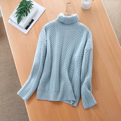 Damen Rollkragenpullover Wolle Warm Beige