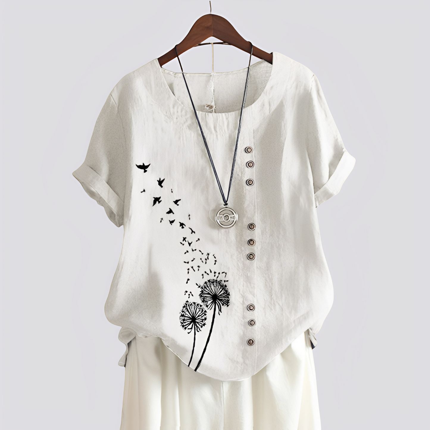 Damen Kurzarm-Shirt Bequem Baumwolle Weiß