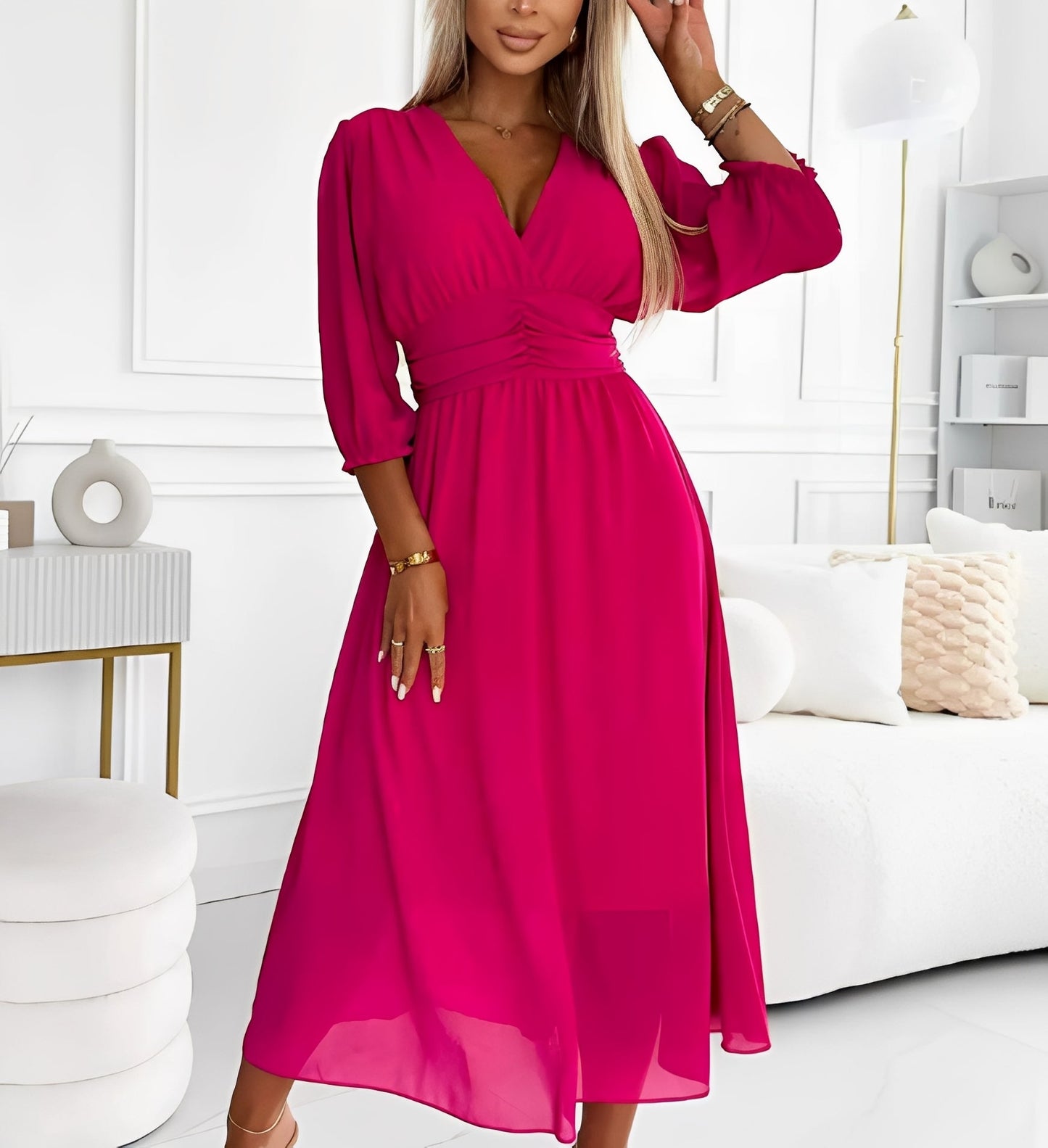 Damen Elegantes Kleid Ellbogenlange Ärmel - Norvielle