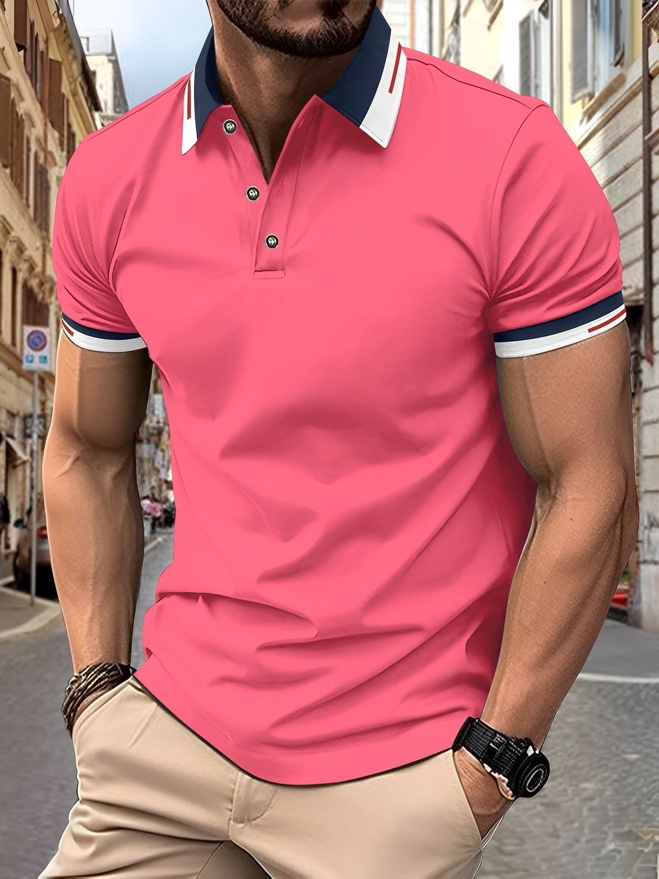 Herren Polohemd mit Knöpfen Einfach Weiß