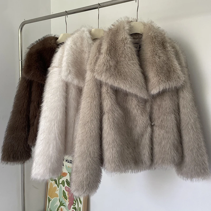 Norvielle Damen Fellkurzjacke Warm Winter