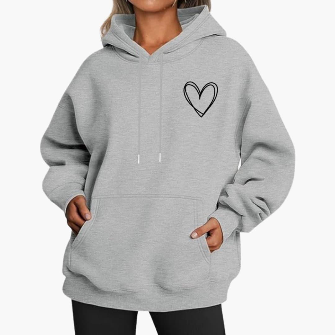 Damen Hoodie Kapuzenpullover Herzdruck