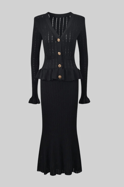 Damen Strick-Zweiteiler Klassisch Elegantes Design