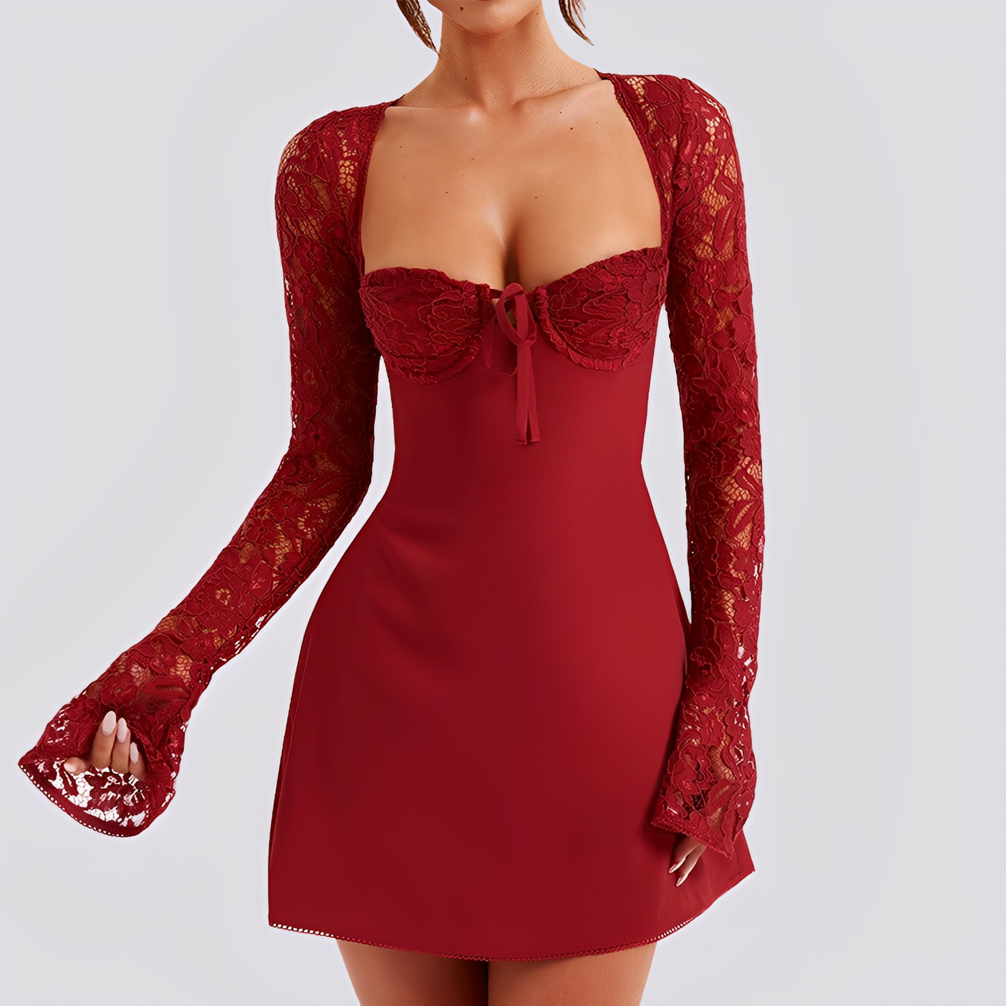 Damen Minikleid Rückenfrei Figurbetonter Stoff