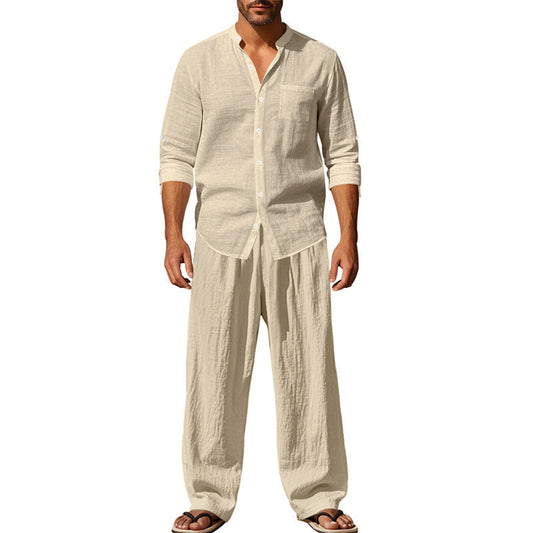 Gerald Herren Set Langarmshirt Hose Baumwolle Bequem - Norvielle