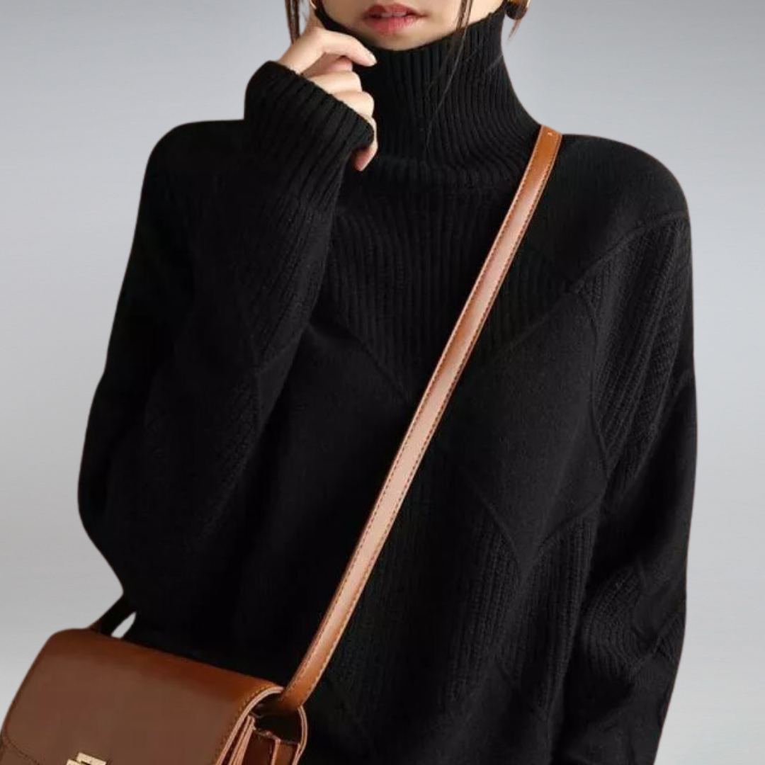 Damen Oversize Rollkragenpullover Lang