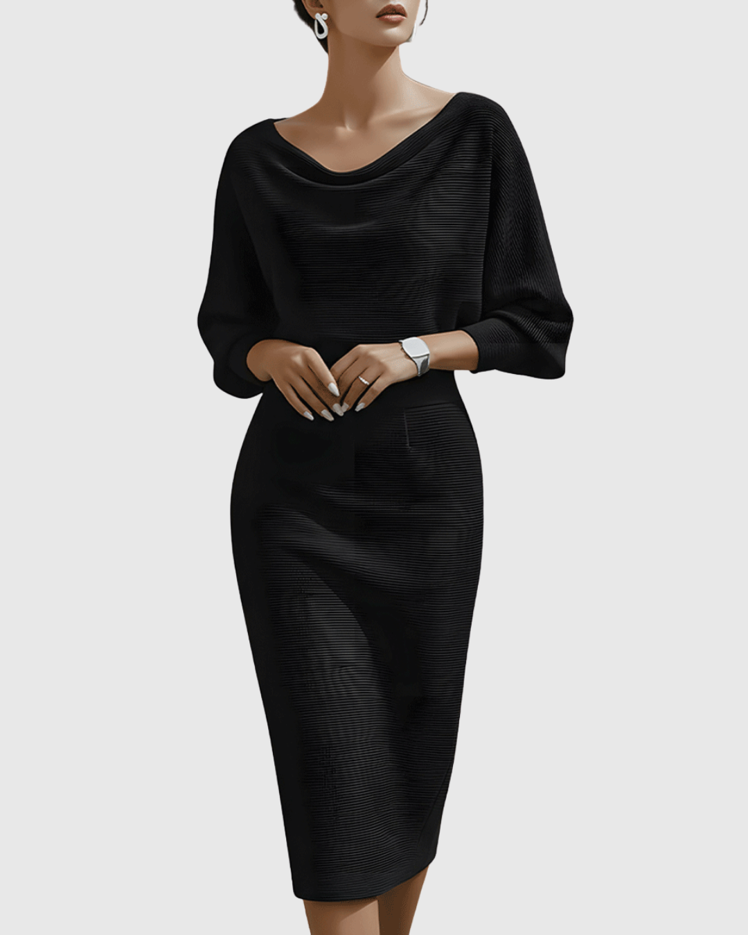 Damen Midikleid Elegantes Drapierkleid Fließend - Norvielle