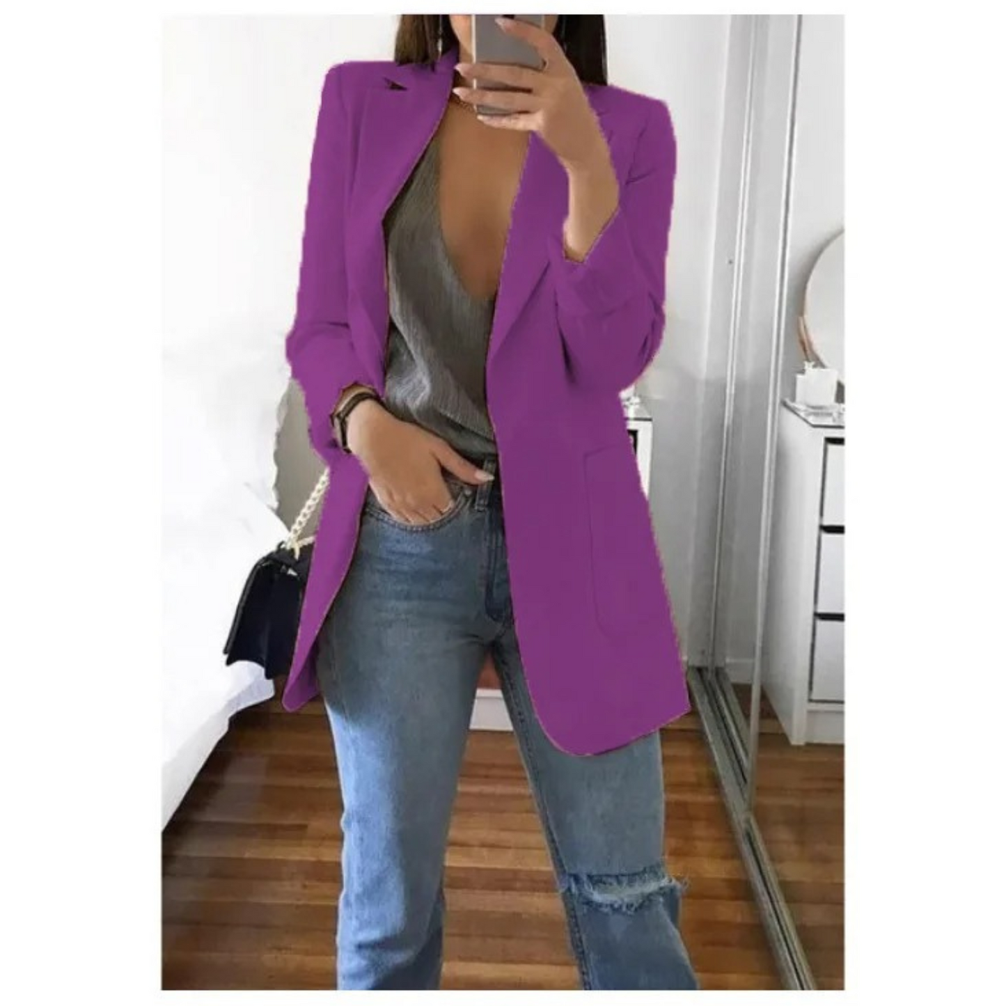 Damen Doppelreihiger Blazer Bürooutfit