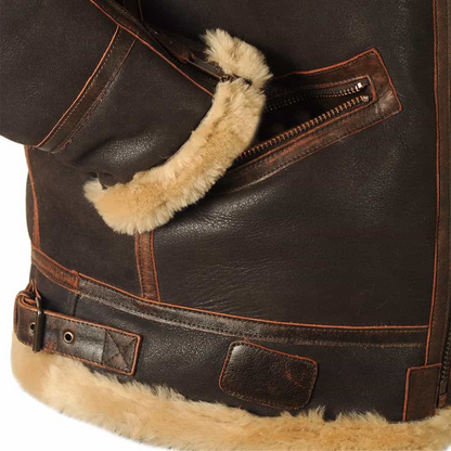 Maverick Herren Pilotenjacke Warm Leder