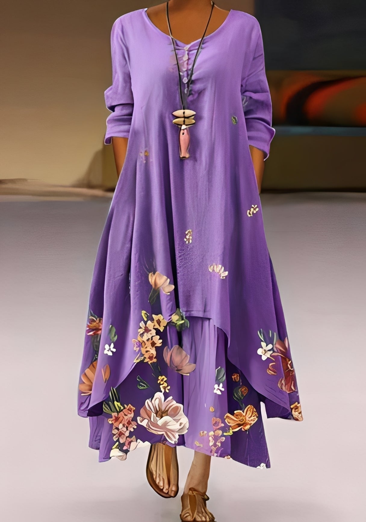 Damenkleid mit Print Elegantes locker Fallendes Kleid