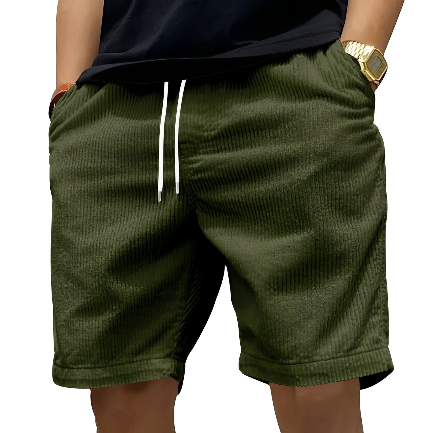 Herren Shorts Lässig Kordelzug Beige