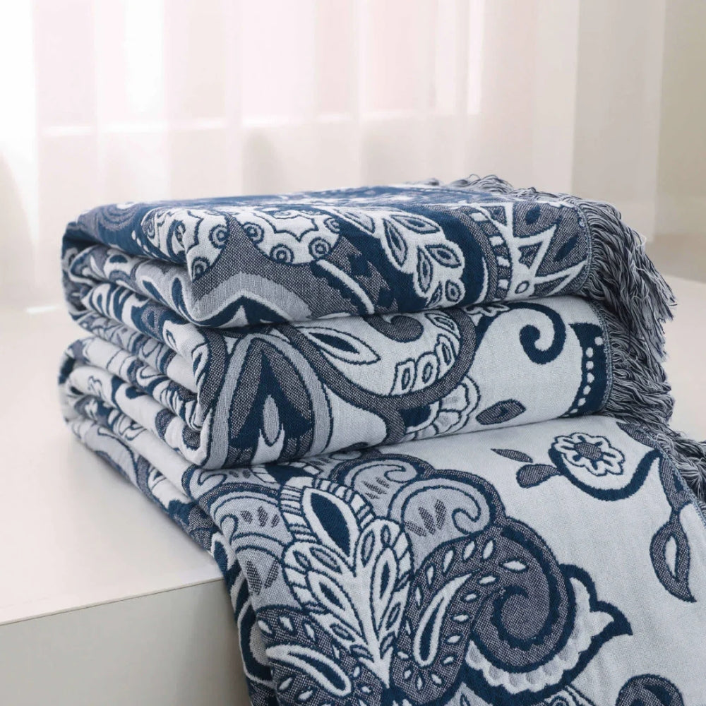 Paisley Baumwolldecke mit Quasten