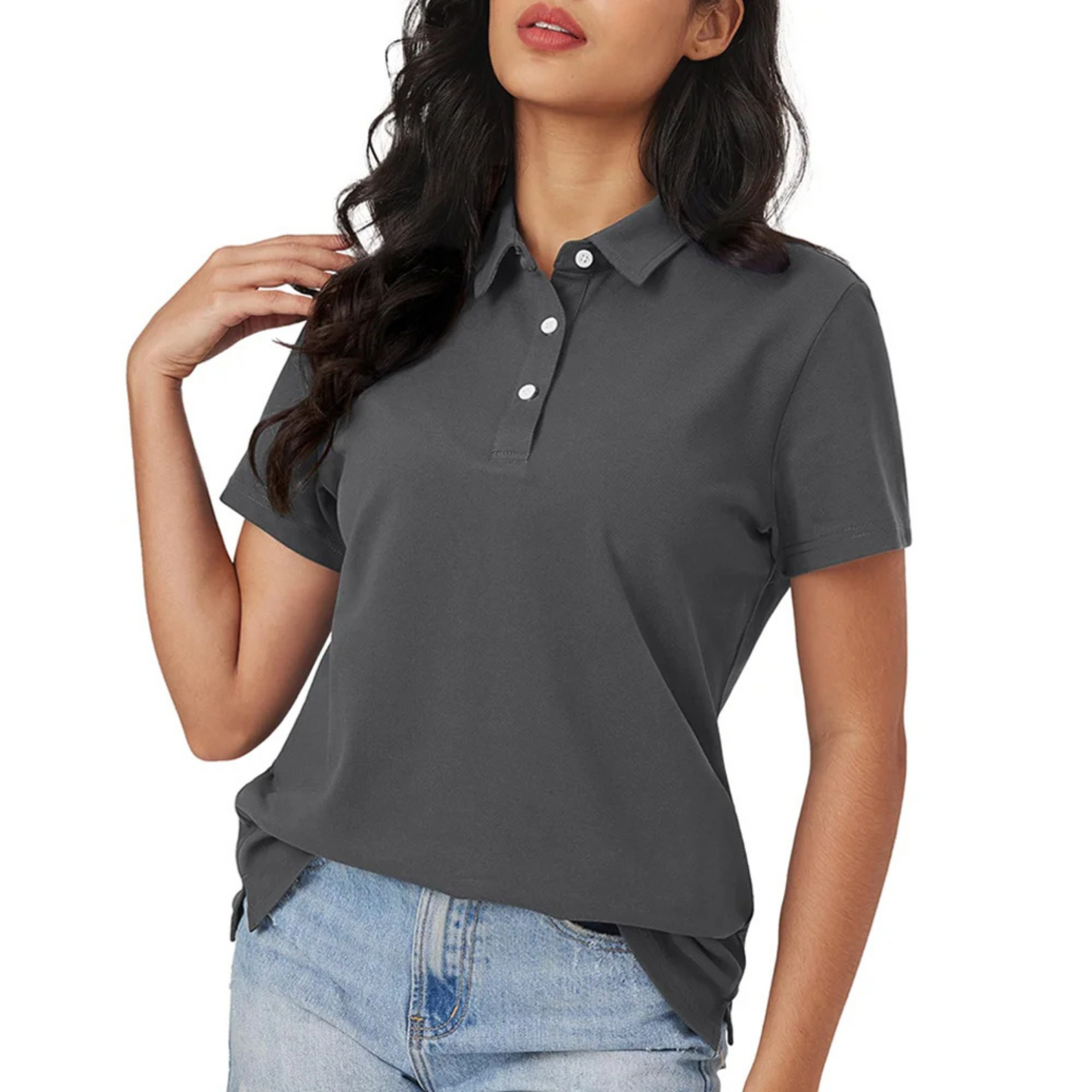 Damen Polo Atmungsaktives Seidenhemd Leicht