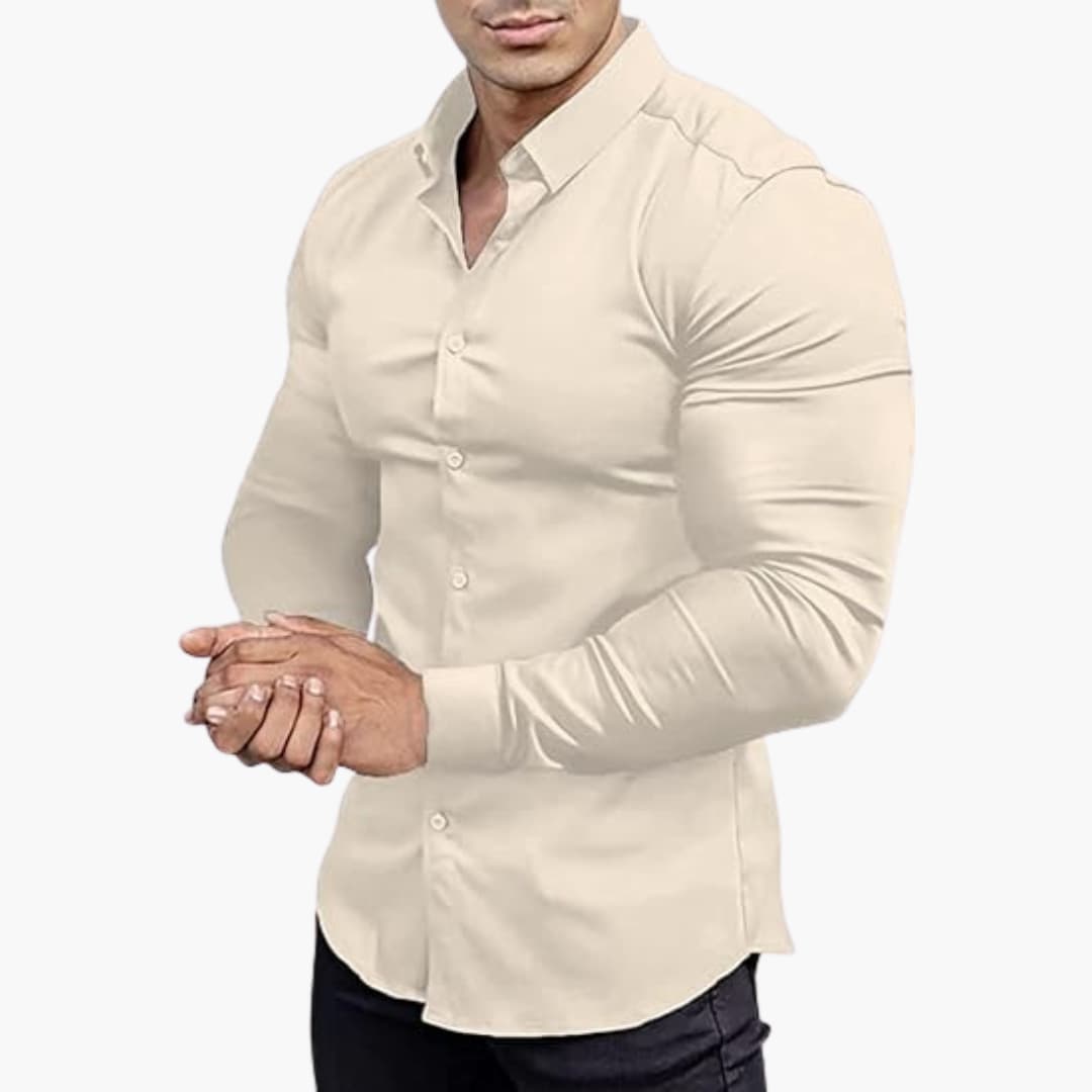 Herren Slim Fit Langarmhemd Klassisch