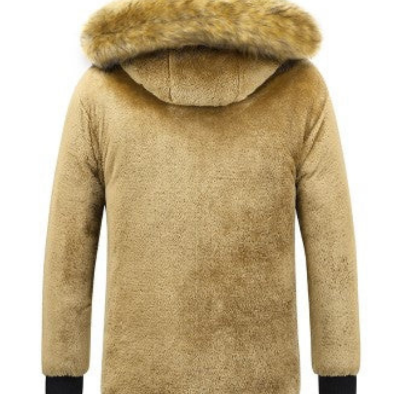 Herren Winterparka Warm Gefüttert Abnehmbare Fellkapuze