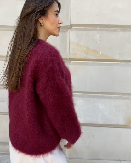 Norvielle Damen Mohair Pullover Kuschelig Beige