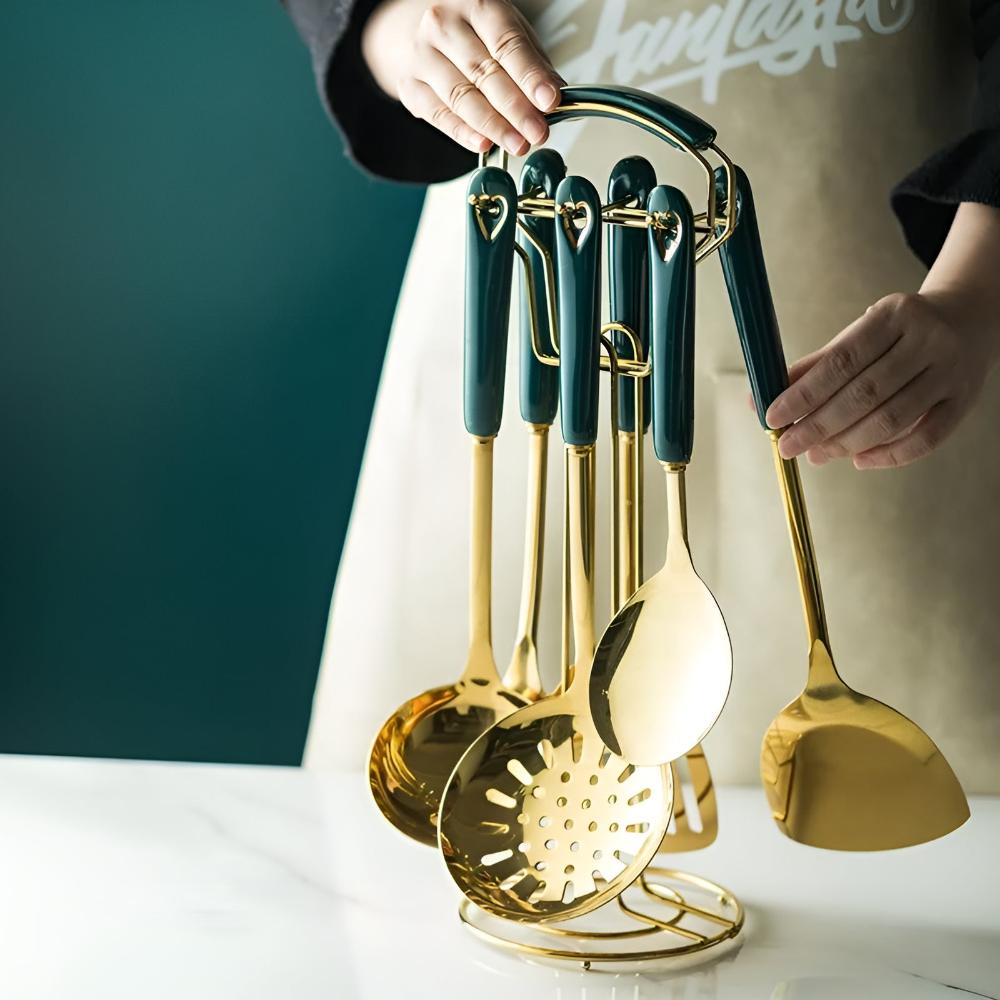 Edelstahl-Besteckset Goldfarben 18/10