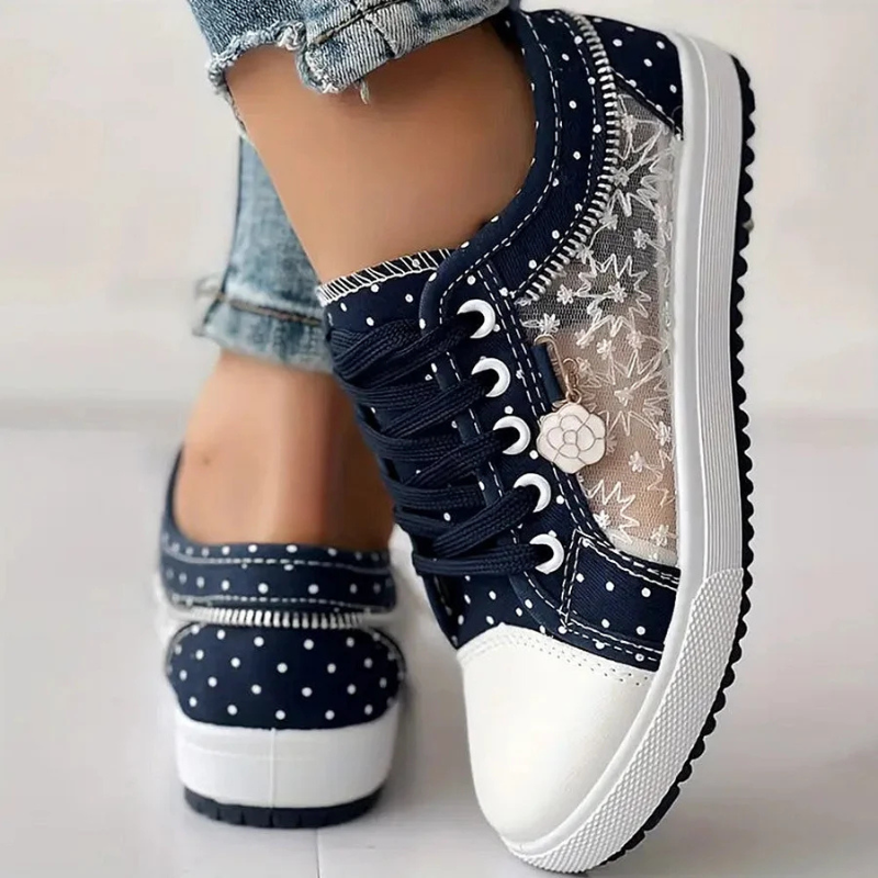 Damen Sneaker Mesh Blumenstickerei