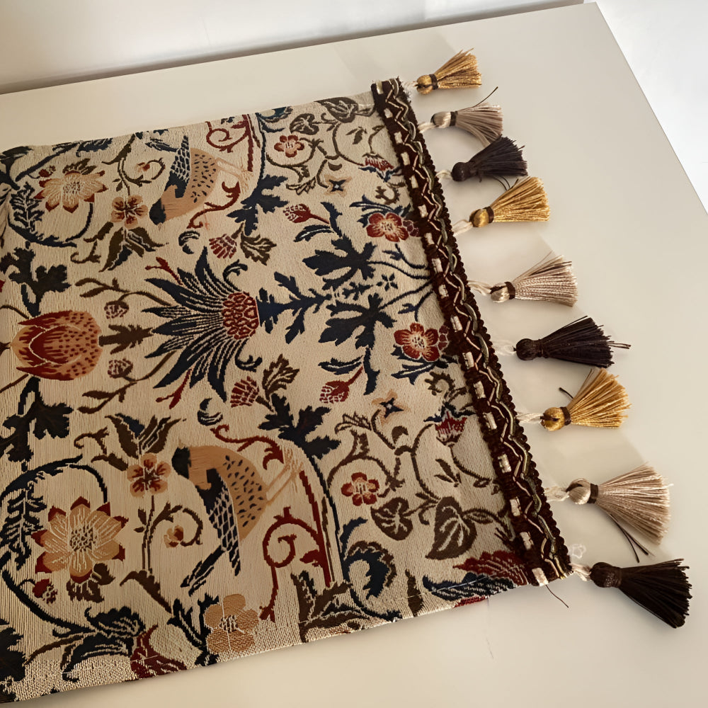 Tischläufer Jacquard Blumen Vogel Muster